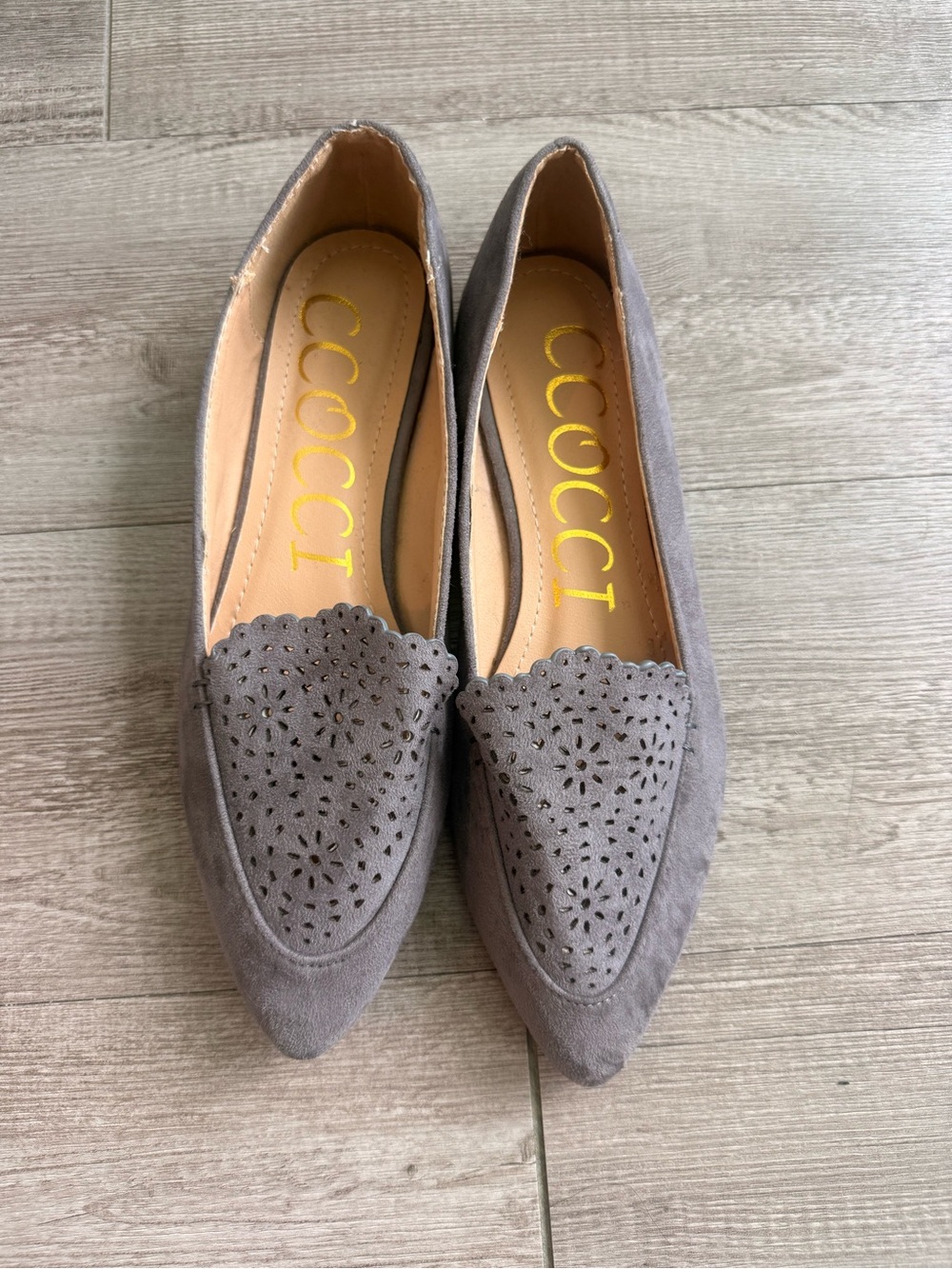 Women's CCOCCI Grey Suede Perforated Loafers | Size 8